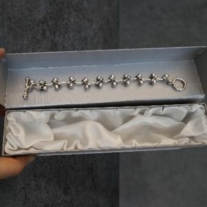 Silpada 925 Sterling Silver Bar Bead Link DNA Bracelet & Toggle B0746